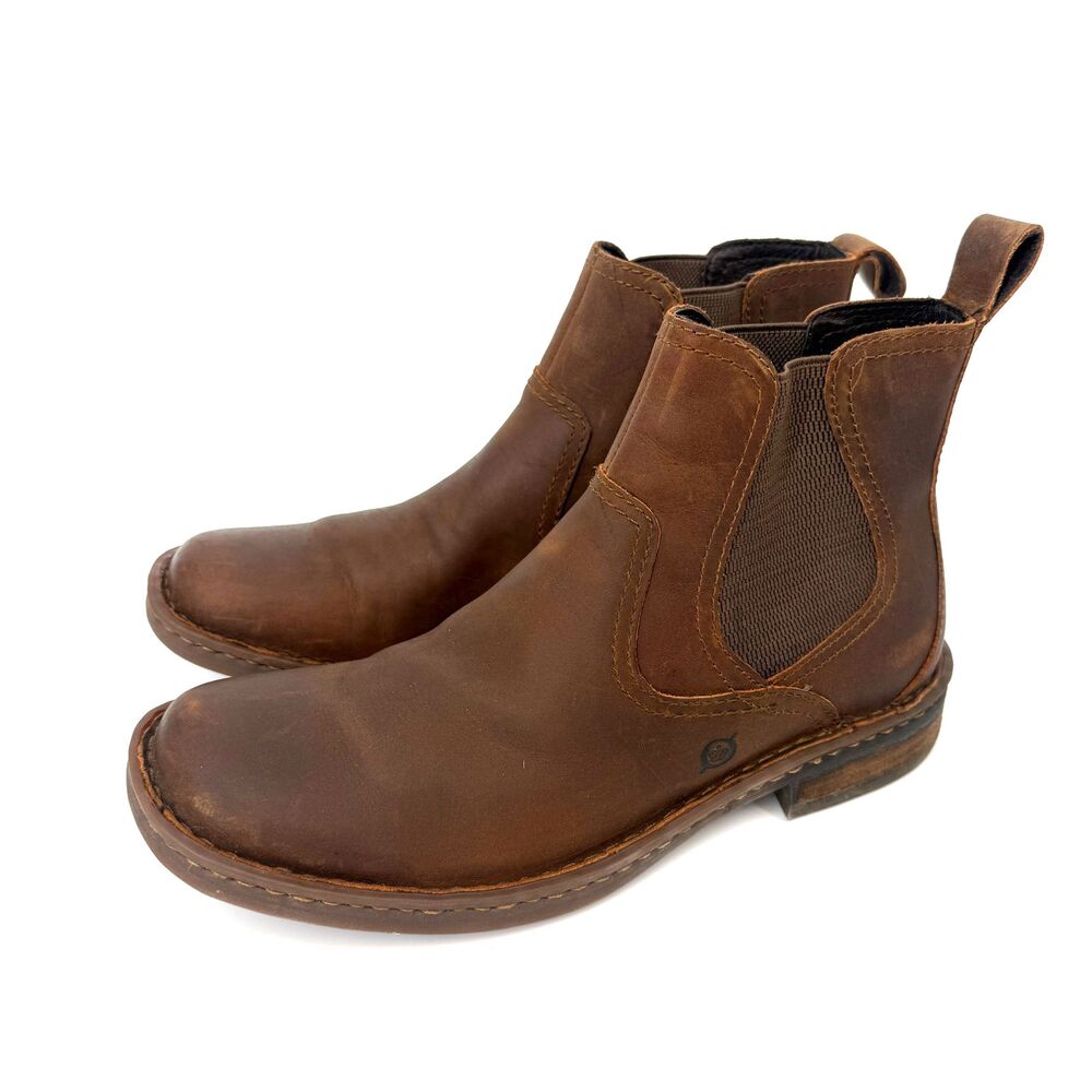 Born Hemlock Mens Brown Leather Chelsea Boots Comfort Pull On Size 9.5